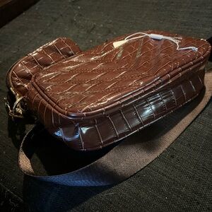 Brown Crocodile-Embossed Men's Bag